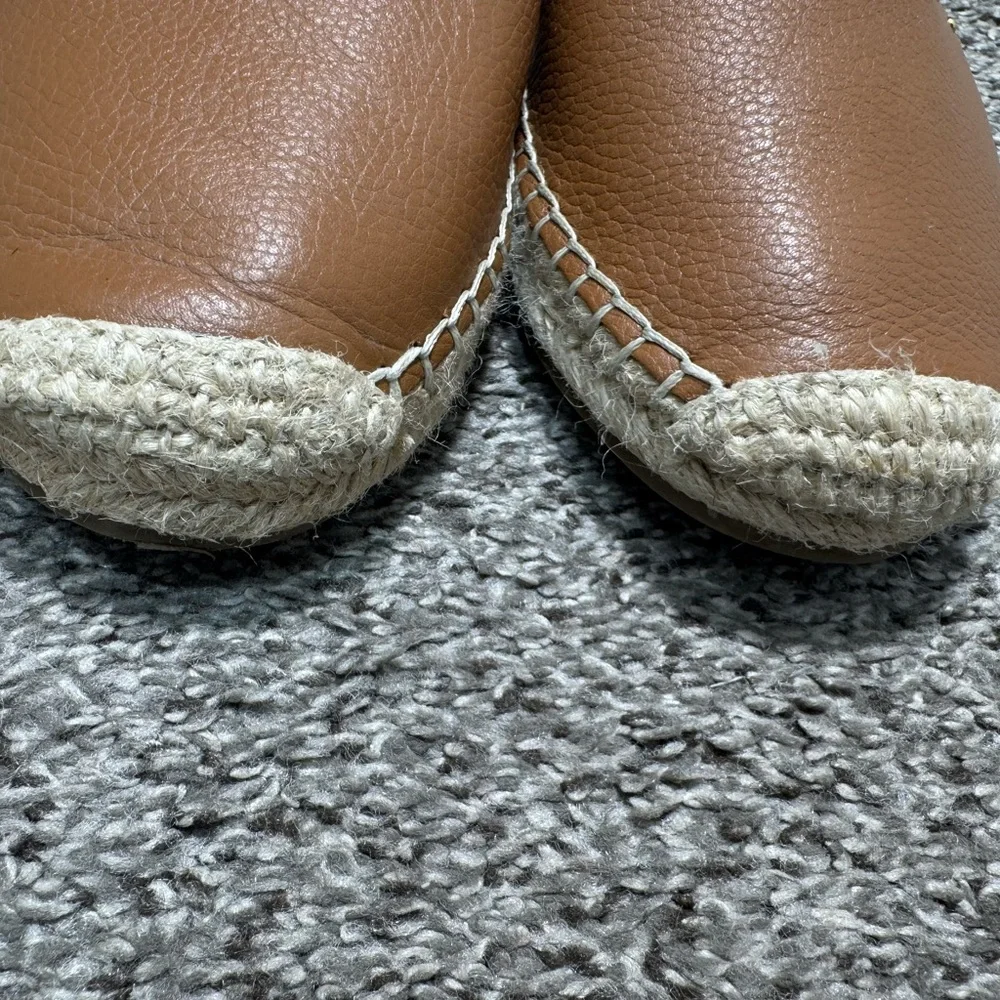 Marc Fisher Jarquis Espadrille Sandals Tan Studded Ankle Strap Size 8.5 Leather - Picture 5 of 14